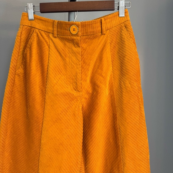 Manoush Paris Saffron Burnt Orange Corduroy Wide Leg Pants US 6 - Picture 2 of 11